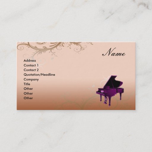 Customizable Grand Piano Business Card Decorative Floral