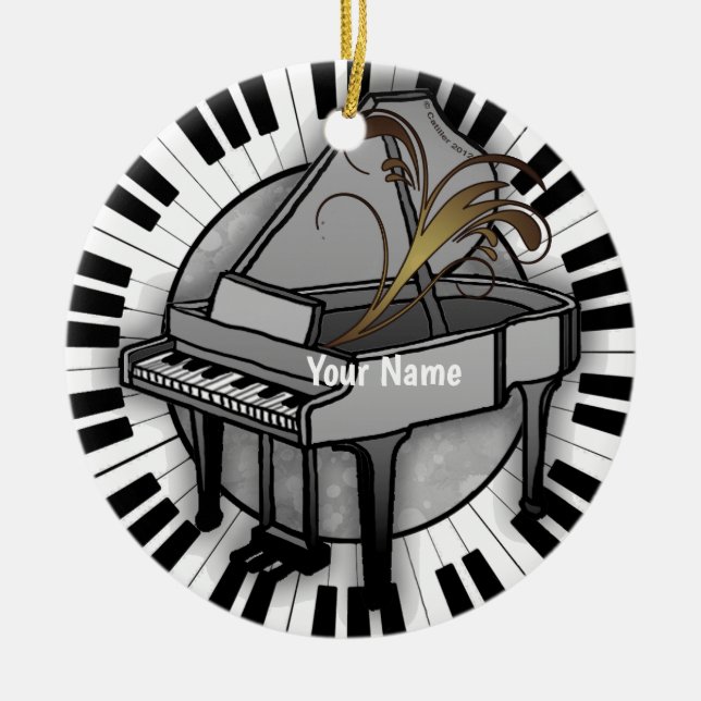 Grand Piano  Ceramic Ornament (Front)