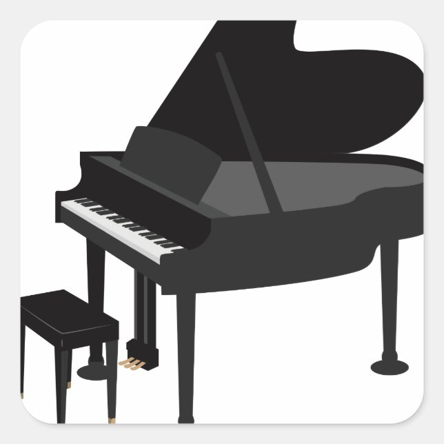 Grand Piano Drawing Square Sticker (Front)