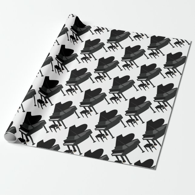 Grand Piano Drawing Wrapping Paper (Unrolled)