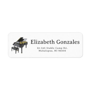 Grand Piano Elegant Watercolor Illustration Label