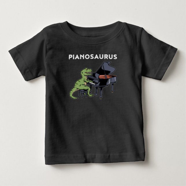 Grand Piano Gift Kids Pianist Dinosaur Music Piano Baby T-Shirt (Front)