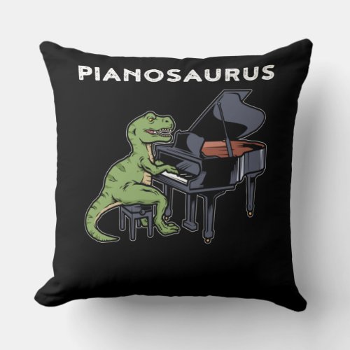 Grand Piano Gift Kids Pianist Dinosaur Music Piano Throw Pillow