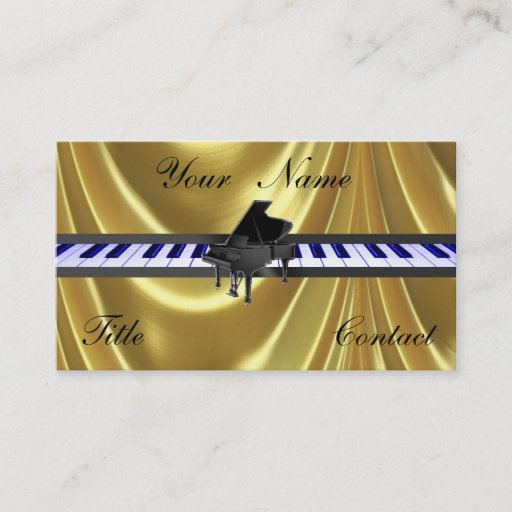 Customizable Grand Piano Gold Golden Business Cards