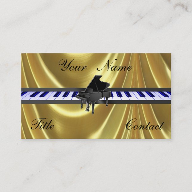 Grand Piano Gold Golden Business Cards (Front)
