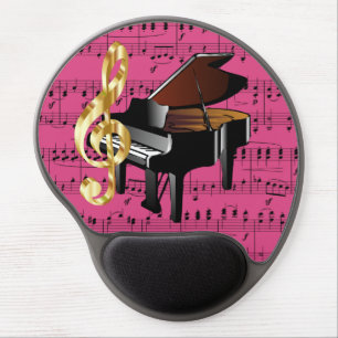 Grand Piano Gold Treble Clef Fuchsia Sheet Music Gel Mouse Pad