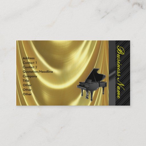 Customizable Grand Piano Golden Elegant Business Card