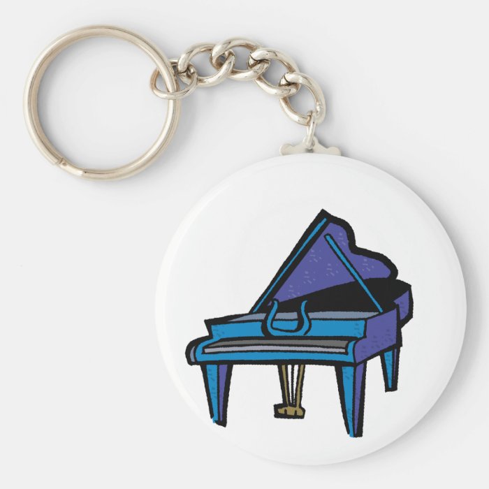 Grand Piano Graphic, Blue Image Keychains