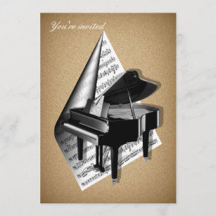 Grand piano Invitation Cards