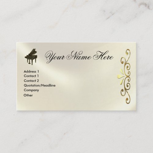 Grand Piano Keyboard Music Notes  and G-Clef Business Card Template