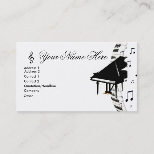 Grand Piano Keyboardn Music Notes  and G-Clef Business Card