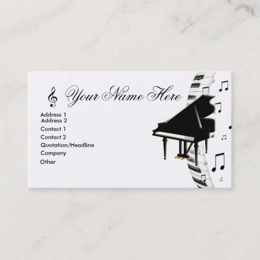 Customizable Grand Piano Keyboardn Music Notes  and G-Clef Business Card