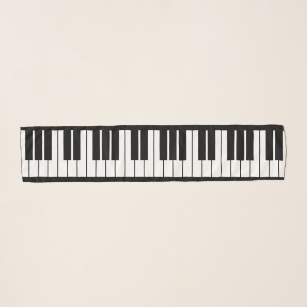 New Company Womens G Clef Piano Keys Music Scarf One Size Black