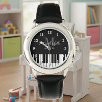 Grand piano keys kids watch with custom monogram
