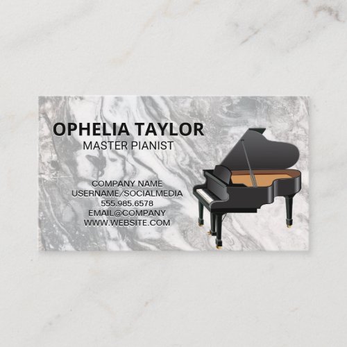Grand Piano  Marble Slate Background Business Card