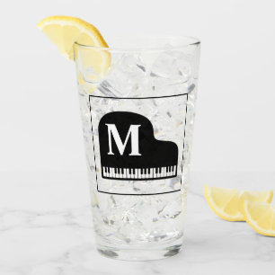 Grand Piano Monogram Pianist  Black and White Clas Glass