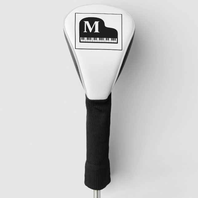 Grand Piano Monogram Pianist  Black and White  Golf Head Cover (Front)