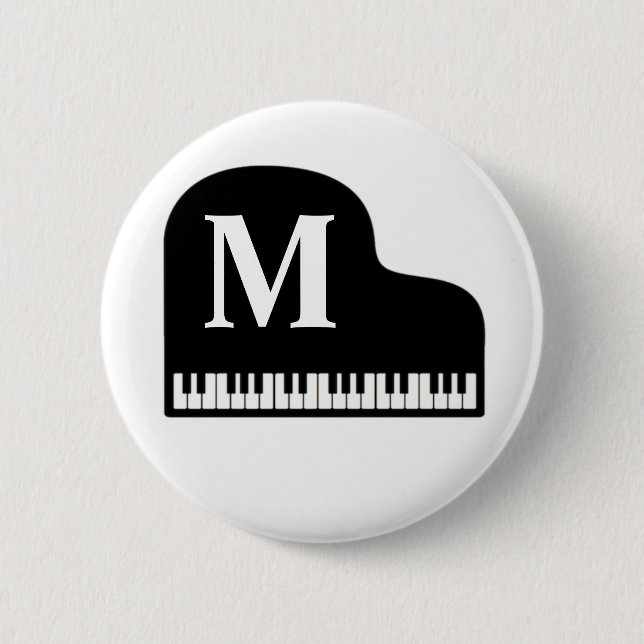 Grand Piano Monogram Pianist Personalize Button (Front)