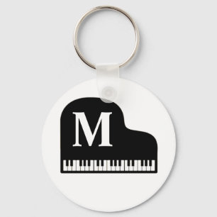 Grand Piano Monogram Pianist Personalize Keychain