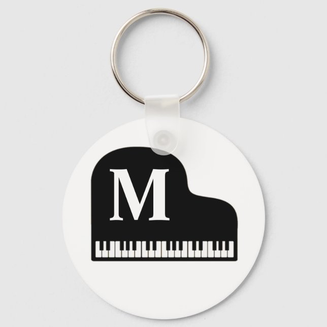 Grand Piano Monogram Pianist Personalize  Keychain (Front)