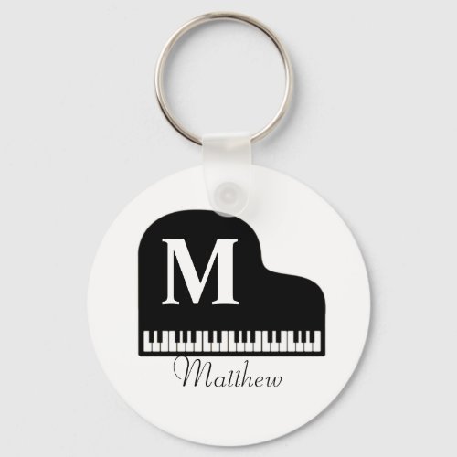 Grand Piano Monogram Pianist Personalize Keychain
