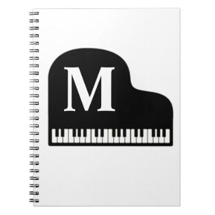 Grand Piano Monogram Pianist Personalize Notebook