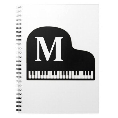 Grand Piano Monogram Pianist Personalize  Notebook