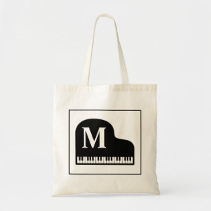 Grand Piano Monogram Pianist Personalize  Tote Bag