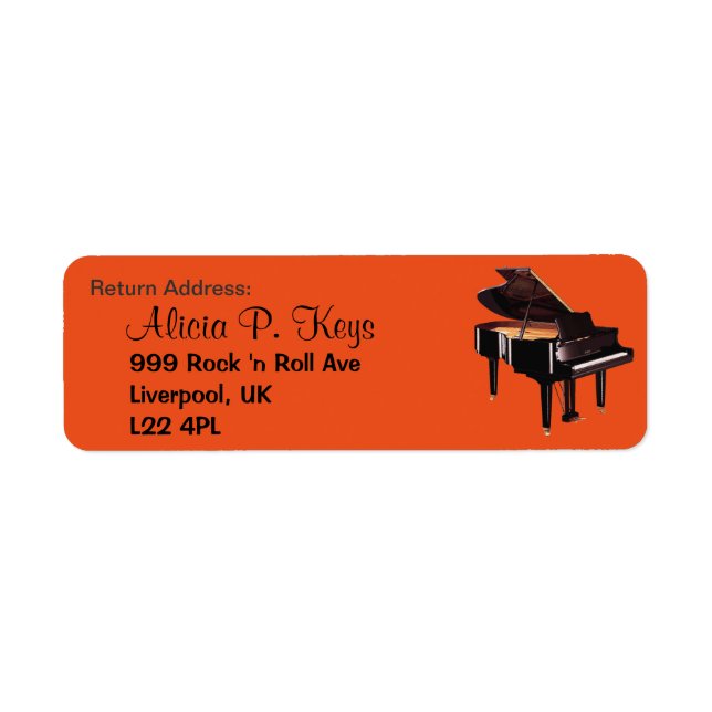 GRAND PIANO Music Lovers Return Address Labels (Front)