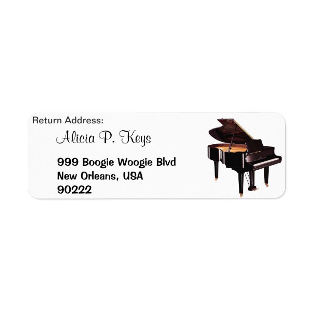GRAND PIANO Music Lovers Return Address Labels (Front)