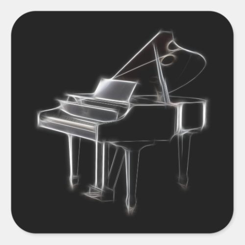 Grand Piano Musical Classical Instrument Square Sticker