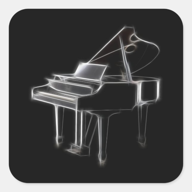 Grand Piano Musical Classical Instrument Square Sticker (Front)