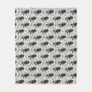 Grand Piano Musical Notes Pattern Pianist Musician Fleece Blanket