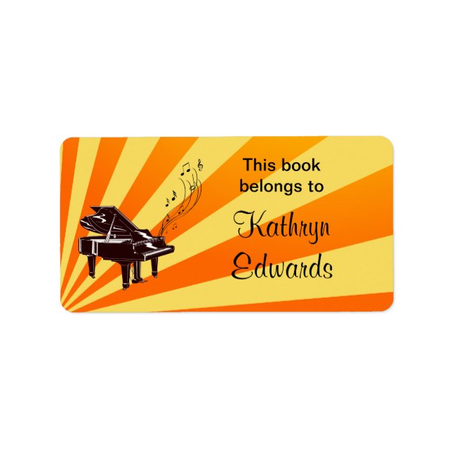 Grand Piano Notes Yellow and Gold Bookplate (Front)