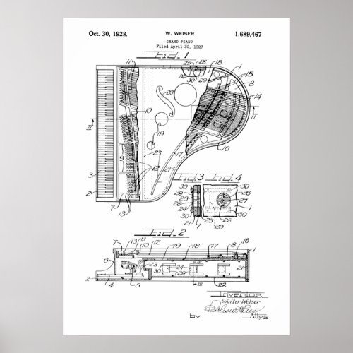 Grand Piano Patent Poster
