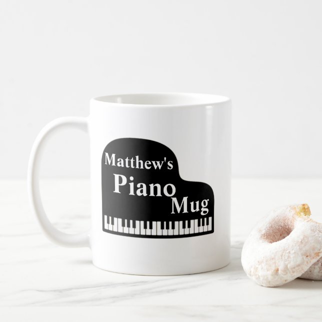 Grand Piano Personalize Pianist Piano Player Coffee Mug (With Donut)