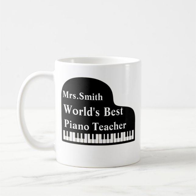 Grand Piano Personalize World's Best Piano Teacher Coffee Mug (Left)