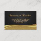 Grand Piano Pianist Elegant Black Gold Damask Business Card (Back)