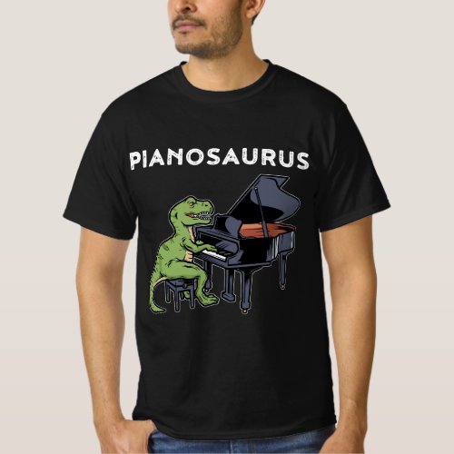 Grand Piano Pianist Gift Dinosaur Music Piano T_Shirt