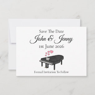 Grand Piano Pianist Musician Wedding Save The Date