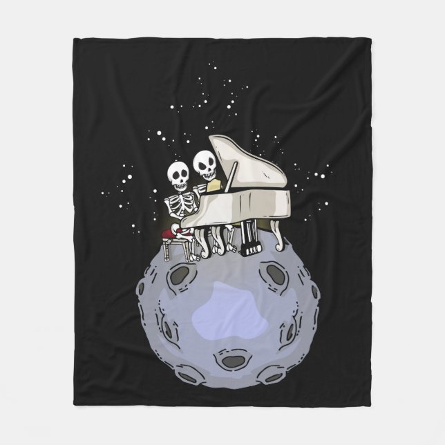 Grand Piano Player Gift Kids Music Moon Piano Fleece Blanket (Front)