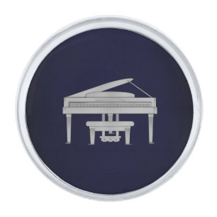 Grand Piano Silver Finish Lapel Pin