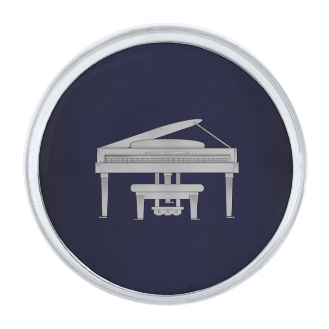 Grand Piano Silver Finish Lapel Pin (Front)