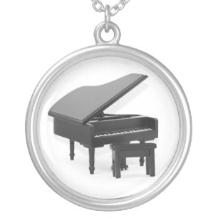 Grand Piano Silver Plated Necklace