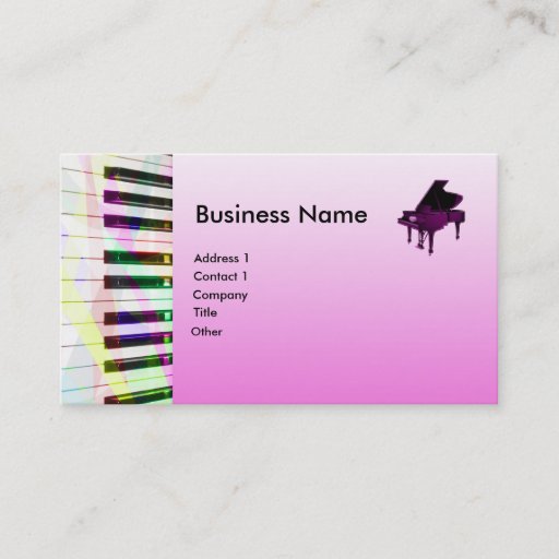 Customizable Grand Piano With Keyboard in Pink Business Card Template
