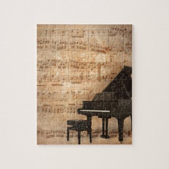 Grand Piano With Music Notes Jigsaw Puzzle by iroccamaro9 at Zazzle