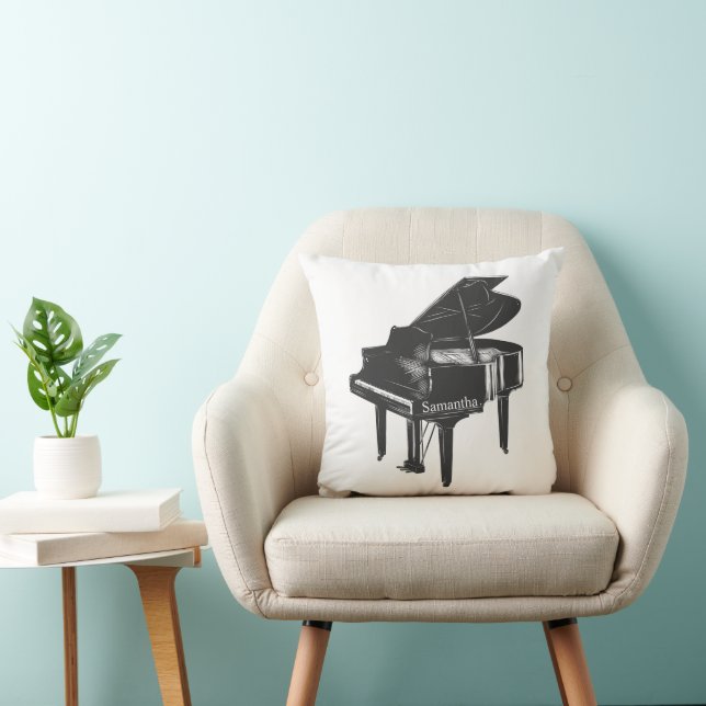Grand Piano With name Pianist Piano Teacher    Throw Pillow (Chair)