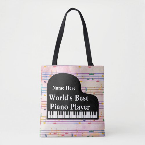Grand Piano Worlds Best Piano Player Music Notes Tote Bag