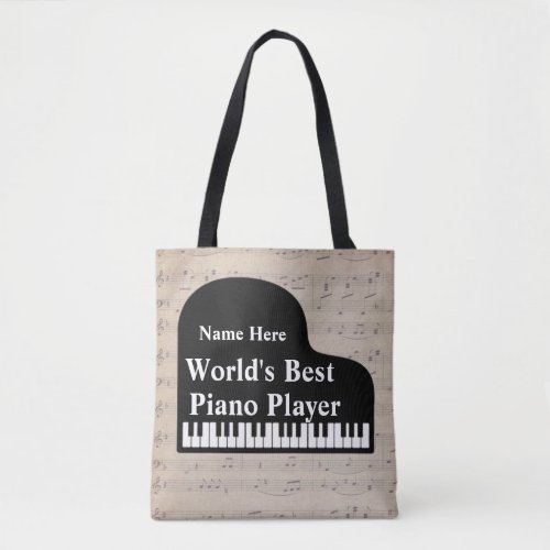 Grand Piano Worlds Best Piano Player music notes Tote Bag