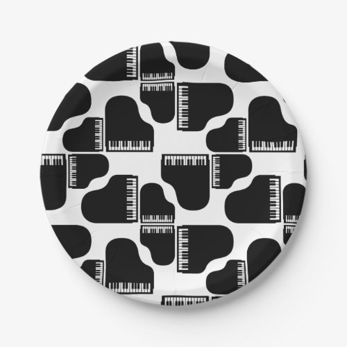 Grand Pianos Music Themed CUSTOM BACKGROUND COLOR Paper Plates